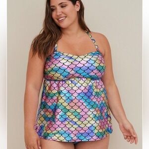 New! Torrid sz 3 Rainbow Mermaid‎ Tankini Swim Bathing Suit Top 3X